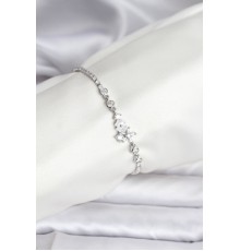 Çiçekli Model Zirkon Taşlı Gümüş Renk Su Yolu Kadın Bileklik - TJ-BB8111