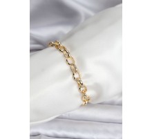 14K Gold Renk Kaplama Lazerli Zincir Model CM Kadın Bileklik - TJ-BB8120