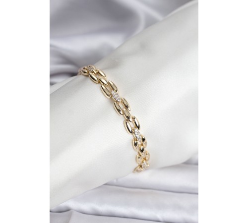 14K Gold Renk Kaplama Zirkon Taşlı Model CM Kadın Bileklik - TJ-BB8121