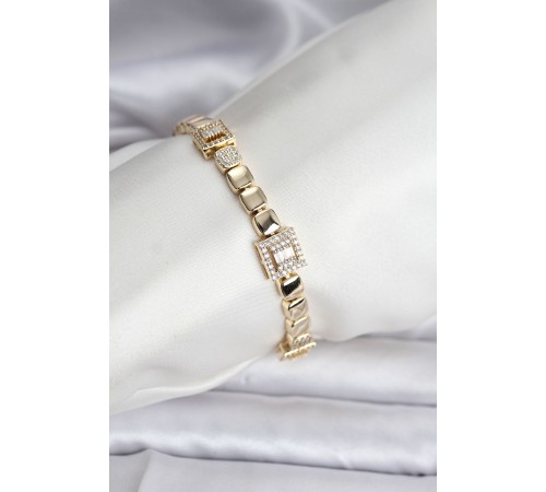 14K Gold Renk Kaplama Zirkon Taşlı CM Kadın Bileklik - TJ-BB8128