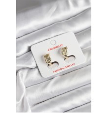 14K Gold Renk Kaplama Yarım Halka Zirkon Taşlı CM Kadın Küpe - TJ-BKP11417