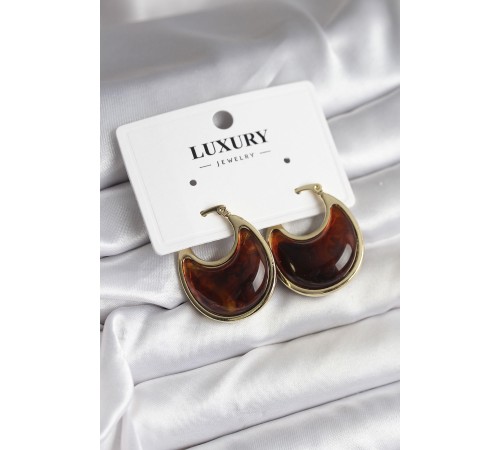 Pirinç Gold Kahverengi Renk Vintage Kadın Küpe - TJ-BKP11434