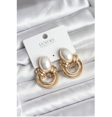 Pirinç Gold Renk İncili Vintage Kadın Küpe - TJ-BKP11438