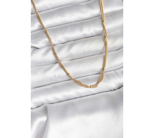 14K Gold Renk Kaplama Topçuk Zincirli Model CM Kadın Kolye - TJ-BKO10734