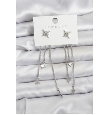 Kutup Yıldızı Model Gümüş Renk Pirinç Sallantılı Kadın Küpe - TJ-BKP11458