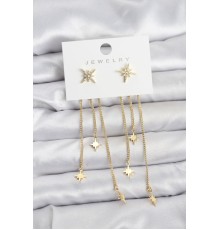 Kutup Yıldızı Model Gold Renk Pirinç Sallantılı Kadın Küpe - TJ-BKP11459
