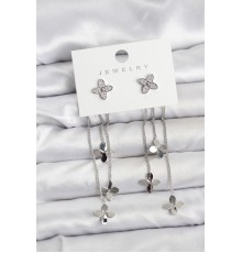 Lotus Model Gümüş Renk Pirinç Sallantılı Kadın Küpe - TJ-BKP11460