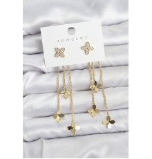 Lotus Model Gold Renk Pirinç Sallantılı Kadın Küpe - TJ-BKP11461