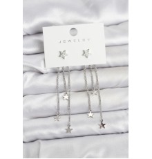 Yıldız Model Gümüş Renk Pirinç Sallantılı Kadın Küpe - TJ-BKP11462