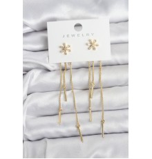 Çiçek Model Gold Pirinç Sallantılı Kadın Küpe - TJ-BKP11465