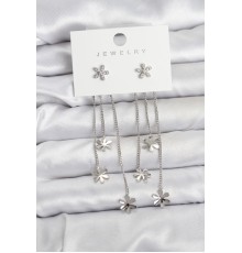 Papatya Model Gümüş Renk Pirinç Sallantılı Kadın Küpe - TJ-BKP11466