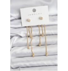 Topçuk Model Gold Renk Pirinç Sallantılı Kadın Küpe Seti - TJ-BKP11469