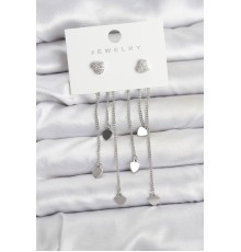 Kalp Model Gümüş Renk Pirinç Sallantılı Kadın Küpe - TJ-BKP11470