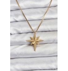 316L Çelik Zincir Gold Renk Kutup Yıldızı Model 60 cm Zincir Kadın Kolye - TJ-BKO10759