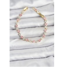 Kare Zirkon Taşlı Gold Renk Kadın Bileklik - TJ-BB8148