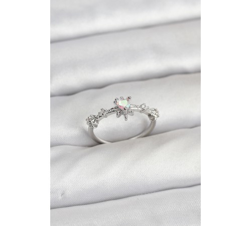 Gümüş Renk Pirinç Yıldız Model Kadın Yüzük - TJ-BYK3912