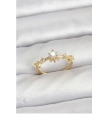 Gold Renk Pirinç Yıldız Model Kadın Yüzük - TJ-BYK3913