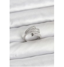 Gümüş Renk Zirkon Taşlı Pirinç Kadın Yüzük - TJ-BYK3918