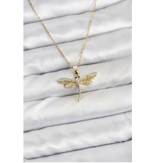 316L Çelik Zincir Gold Renk Yusufçuk Model Kadın Kolye - TJ-BKO10761