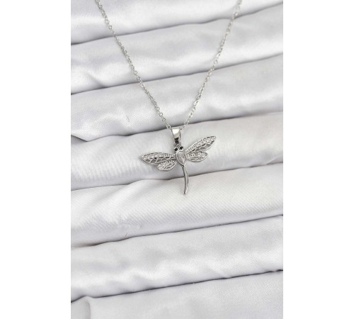 316L Çelik Zincir Gümüş Renk Yusufçuk Model Kadın Kolye - TJ-BKO10762