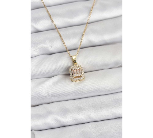316L Çelik Zincir Gold Renk Baget Model Kadın Kolye - TJ-BKO10763