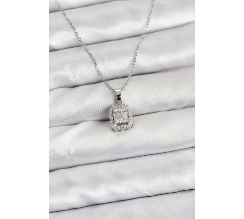 316L Çelik Zincir Gümüş Renk Baget Model Kadın Kolye - TJ-BKO10764