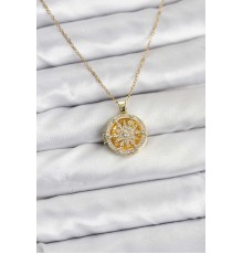 316L Çelik Zincir Gold Renk Kutup Yıldızı Kapaklı Model Kadın Kolye - TJ-BKO10773