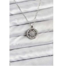 316L Çelik Zincir Gümüş Renk Kutup Yıldızı Kapaklı Model Kadın Kolye - TJ-BKO10774