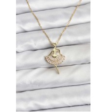 316L Çelik Zincir Gold Renk Balerin Model Kadın Kolye - TJ-BKO10775