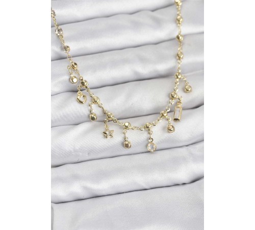 316L Çelik Zincir Gold Renk Kolye - TJ-BKO10784