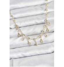 316L Çelik Zincir Gold Renk Zirkon Taşlı Kadın Kolye - TJ-BKO10785
