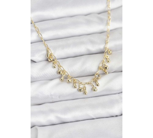 316L Çelik Zincir Gold Renk Kadın Kolye - TJ-BKO10786