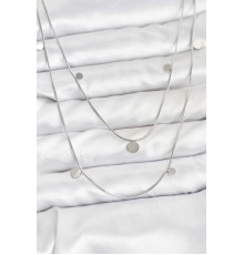 316L Çelik Zincir Gümüş Renk Pullu Kadın Kolye - TJ-BKO10788