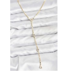 316L Çelik Gold Renk Ezme Zincir Model Y Kadın Kolye - TJ-BKO10790