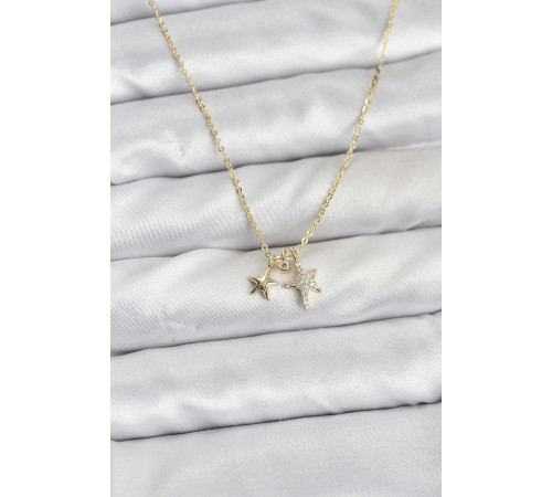Pirinç Gold Renk Yıldız Minimal Kadın Kolye - TJ-BKO10797
