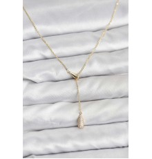 Pirinç Gold Renk Asansörlü Damla Model Kadın Kolye - TJ-BKO10799