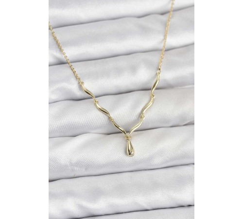 Pirinç Gold Renk Damla Model Kadın Kolye - TJ-BKO10800