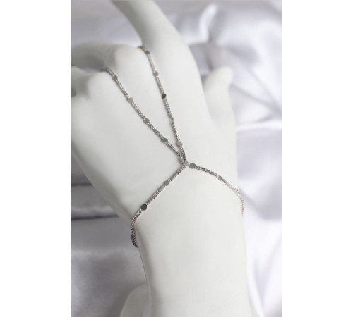 316L Çelik Gümüş Renk Parçalı Ezme Zincir Model Kadın Şahmeran - TJ-SN727