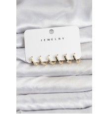 Gold Renk Pirinç Minimal Petek Detaylı Kadın Küpe Seti - TJ-BKP11475