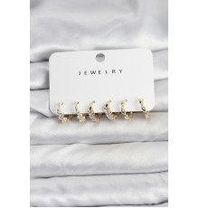 Pirinç Gold Renk Zirkon Taşlı Kadın Küpe Seti - TJ-BKP11479