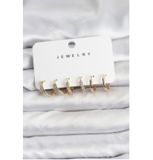 Zirkon Taşlı Gold Renk Pirinç Kadın Küpe Seti - TJ-BKP11481