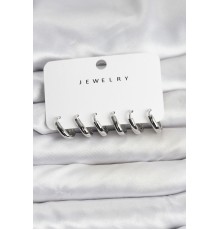 Gümüş Renk Pirinç Halka Kadın Küpe Seti - TJ-BKP11482