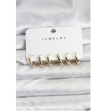 Gold Renk Pirinç Halka Kadın Küpe Seti - TJ-BKP11483