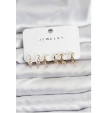 Gold Renk Pirinç Yıldız Modelli Kadın Küpe Seti - TJ-BKP11485