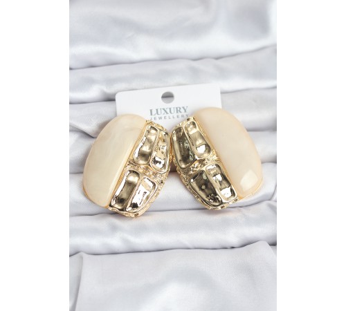 Krem Renk Pirinç Vintage Kadın Küpe - TJ-BKP11499