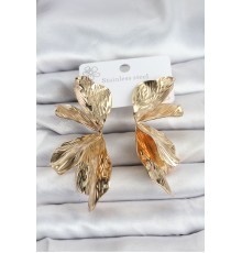 316L Çelik Gold Renk Lotus Yaprak Kadın Küpe - TJ-BKP11501