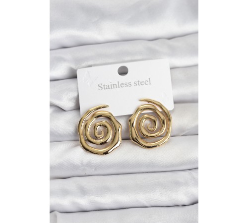 316L Çelik Gold Renk Sarmal Model Kadın Küpe - TJ-BKP11506