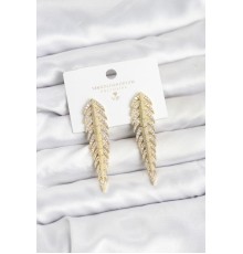 Pirinç Gold Renk Balık Sırtı Model Zirkon Taşlı Kadın Küpe - TJ-BKP11516