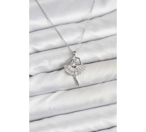 316L Çelik Gümüş Renk Balerin Model Kadın Kolye - TJ-BKO10811