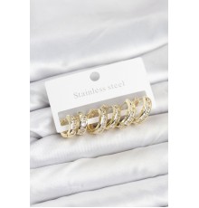 316L Çelik Gold Renk Su Yolu Halka Küpe Seti - TJ-BKP11522